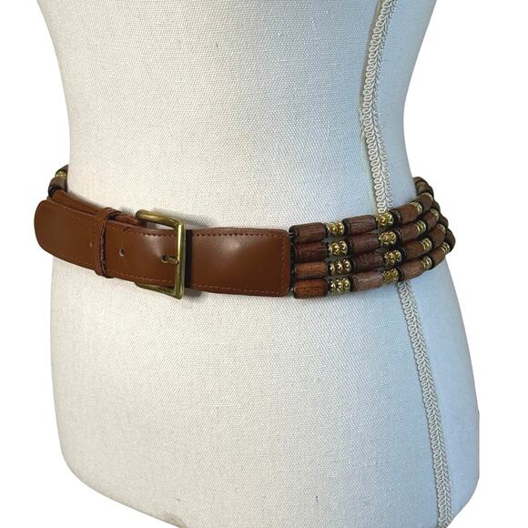 Express vintage women\'s leather and beaded belt size medium main image 10